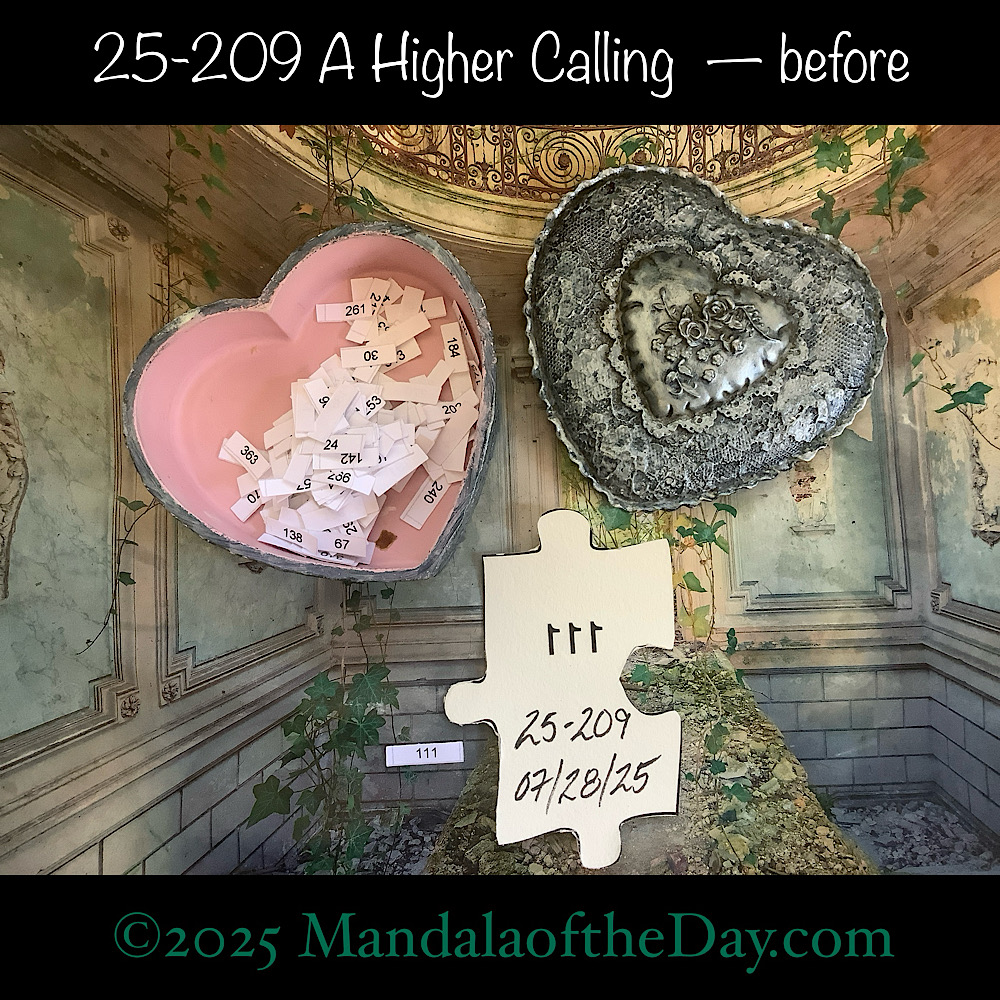 Mandala of the Day 25-209 A Higher Calling — before. back side of Puzzle Piece No. 111