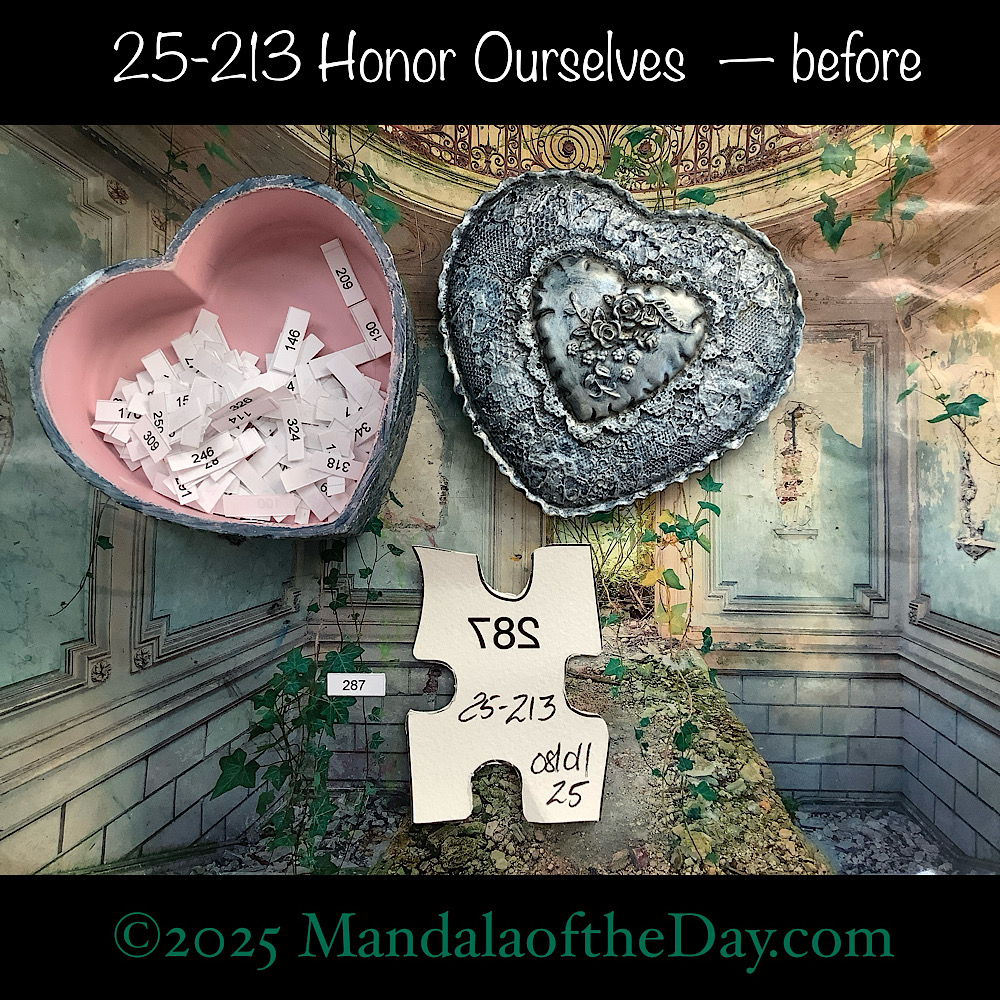 Mandala of the Day 25-213 Honor Ourselves — before. back side of Puzzle Piece No. 287