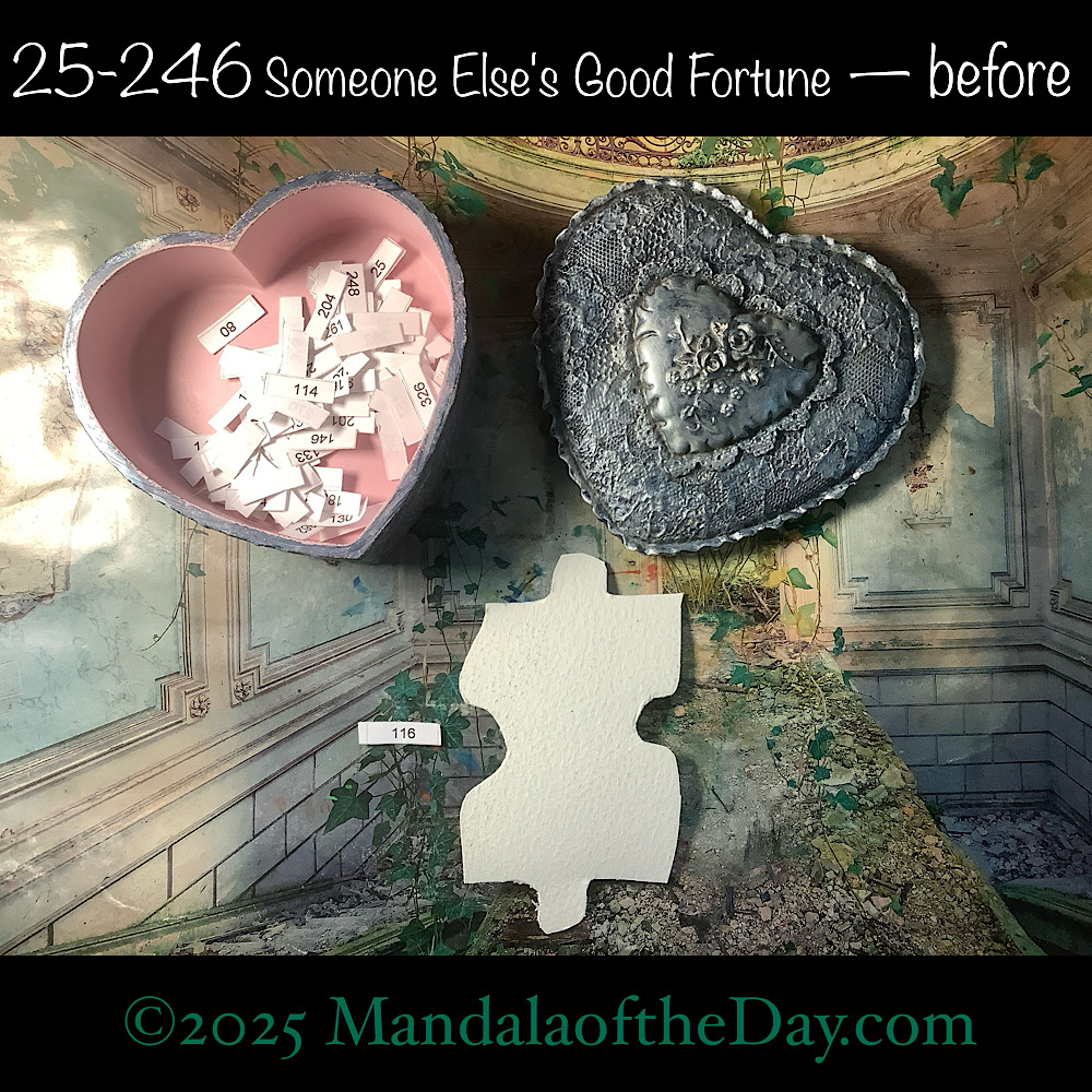 Mandala of the Day 25-246 Someone Else's Good Fortune — before. front side of Puzzle Piece No. 116