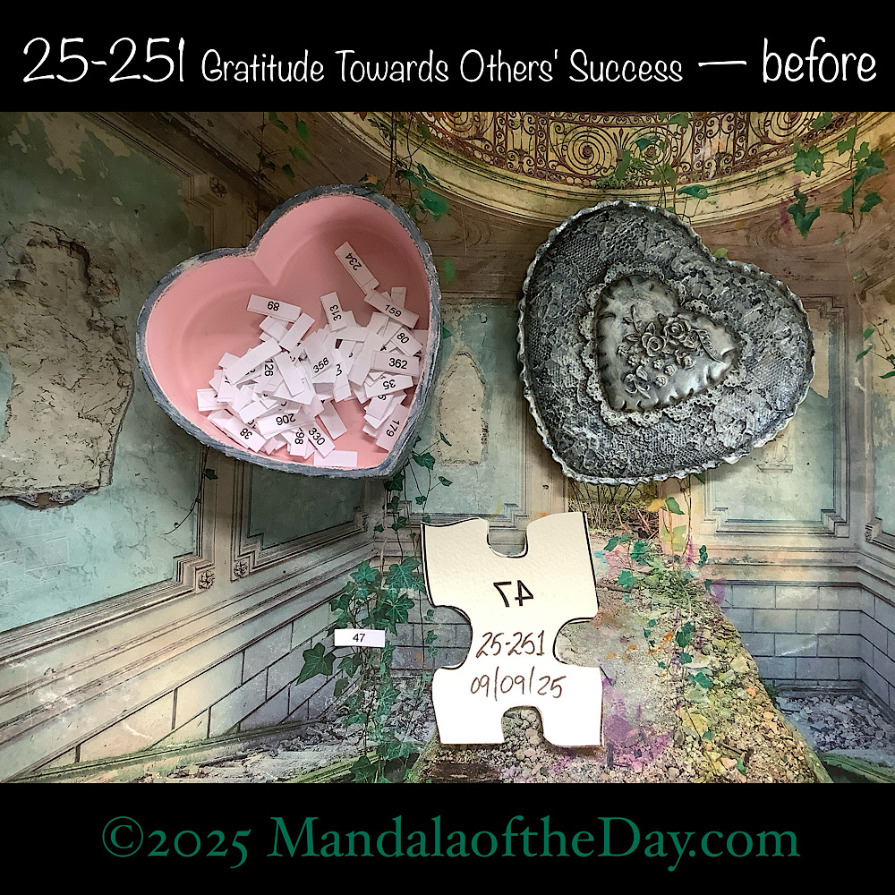 Mandala of the Day 25-251 Gratitude Towards Others' Success — before. back side of Puzzle Piece No. 47