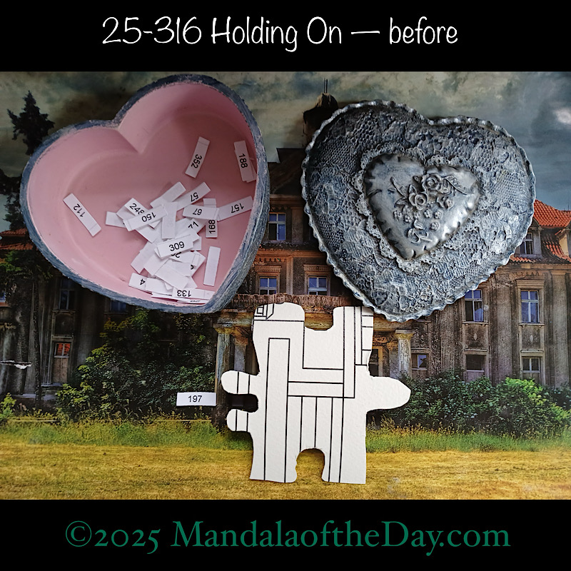 Mandala of the Day 25-316 Holding On — before. front side of Puzzle Piece No. 197