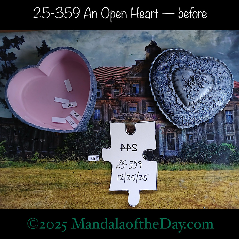 Mandala of the Day 25-359 An Open Heart — before. back side of Puzzle Piece No. 244