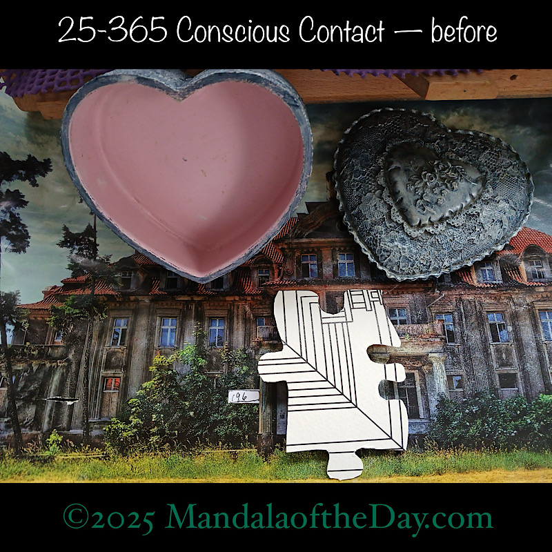 Mandala of the Day 25-365 Conscious Contact — before. front side of Puzzle Piece No. 196